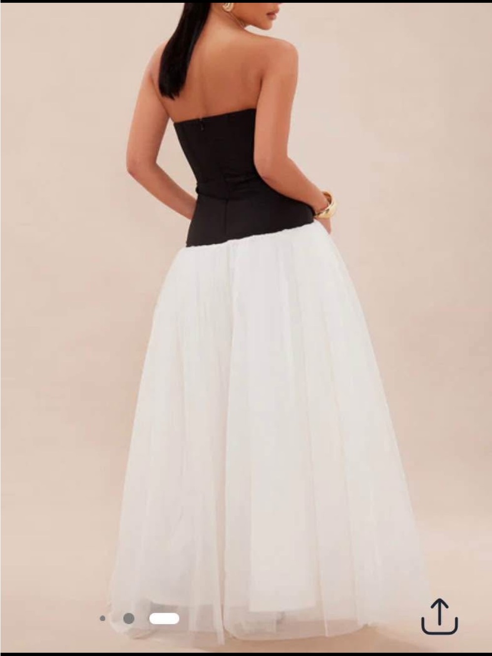 Fashion Nova Black Strapless Bodice with White Tulle Skirt Dress - Picture 9 of 9
